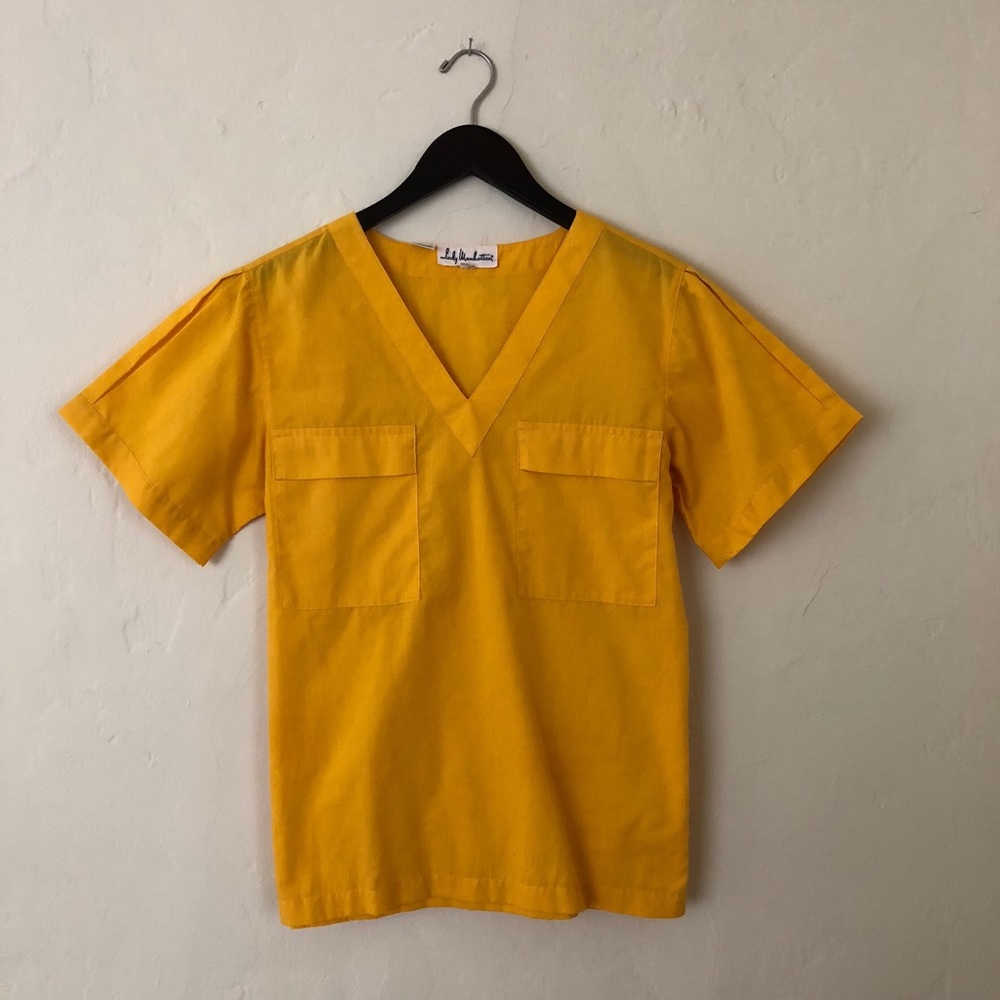 Vintage 80s Yellow Cotton Blouse